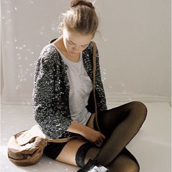 Silence & noise/ Urban Outfitters black sequin embroidered blazer/ shrug - Picture 1 of 5